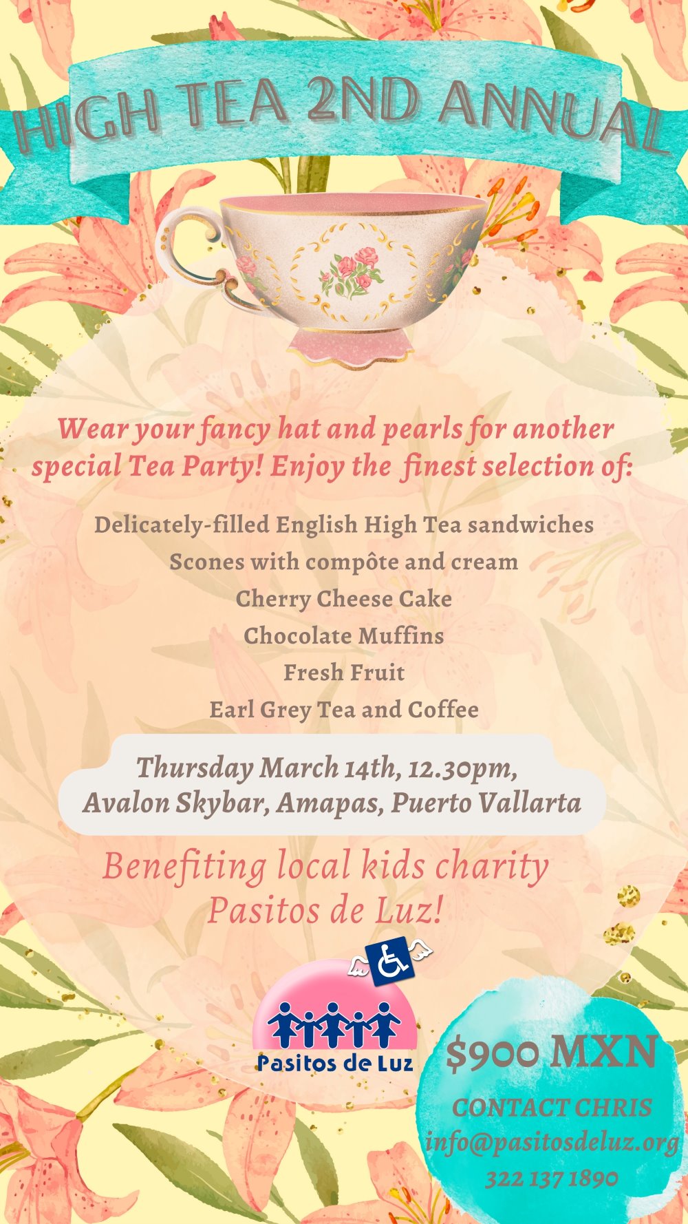 High Tea Avalon Skybar Puerto Vallarta donate charity kids